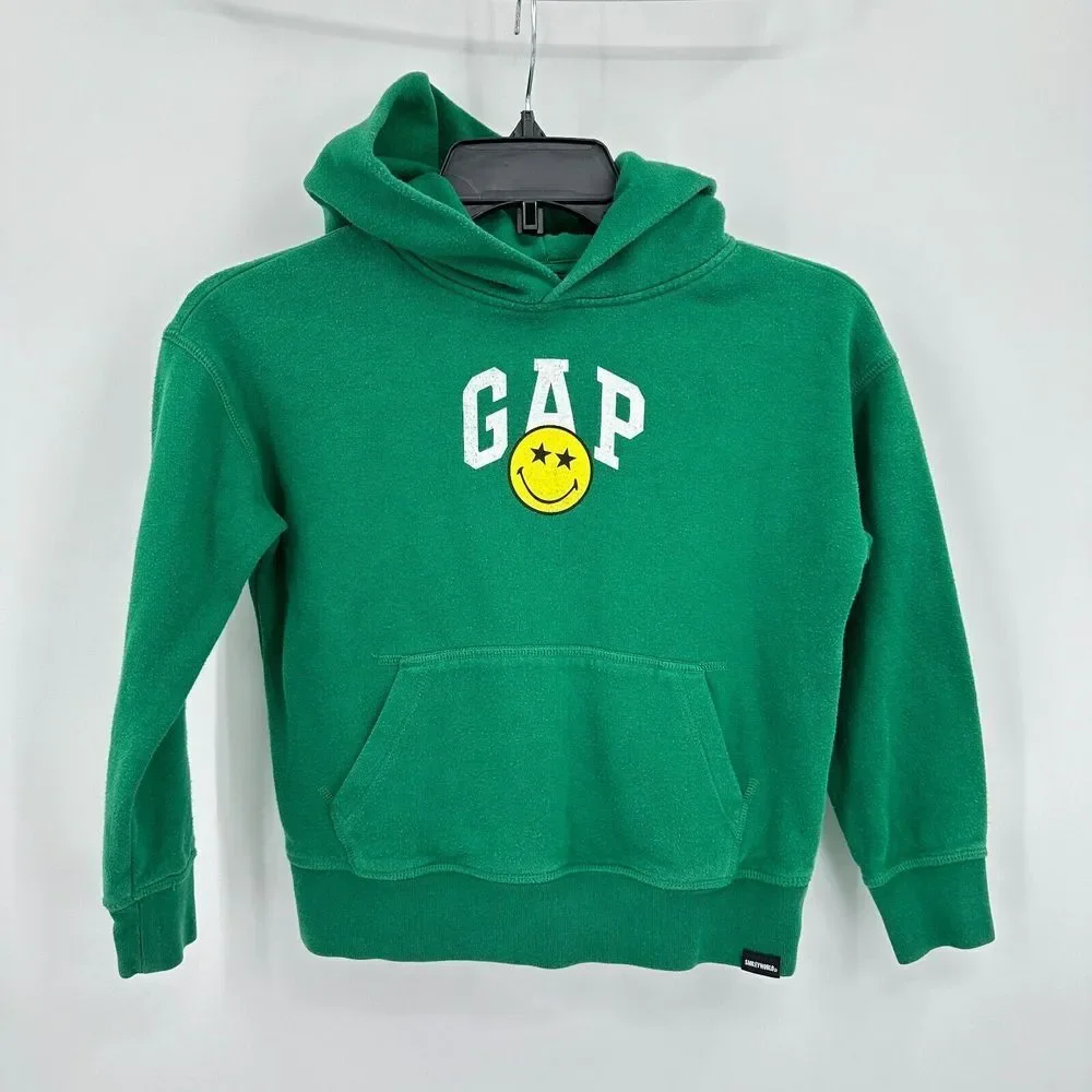 Gap x Smiley World Sweatshirt Kids Small Green‎ Hoodie Streetwear Indie Lounge